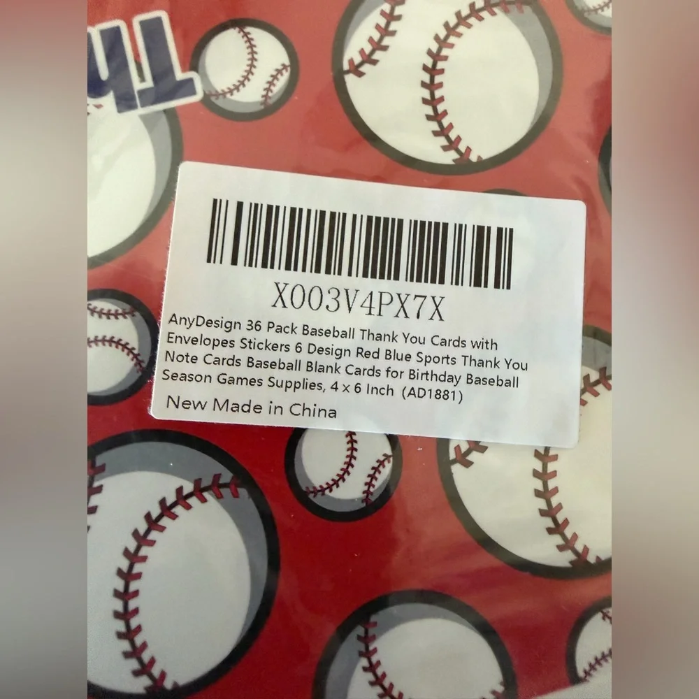 Baseball Themed Thank You Cards